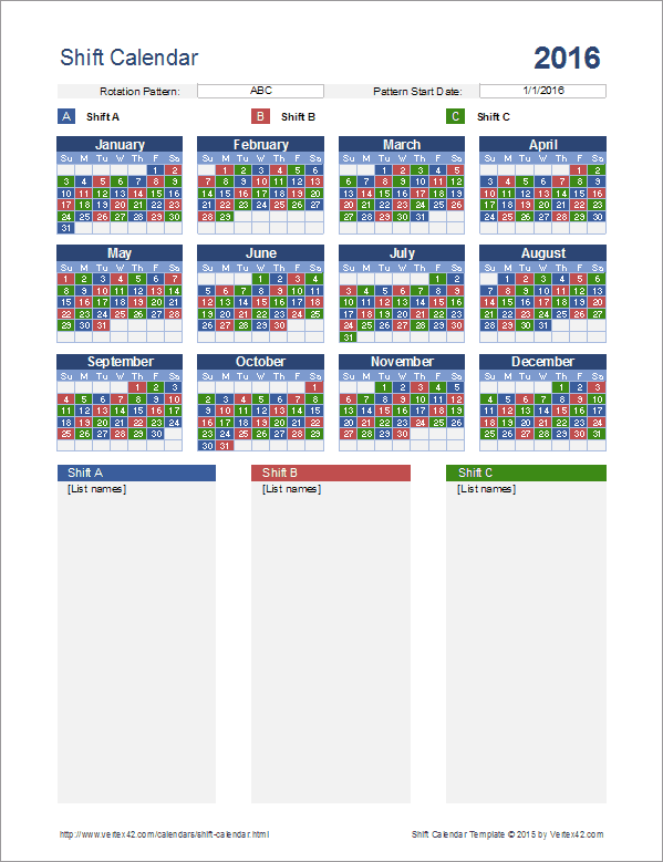 Shift Calendar Template Shift Calendar Template