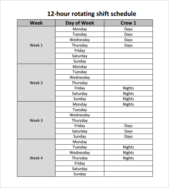 12 Hour Shift Schedule Templates – 9+ Free Word, Excel, PDF Format 