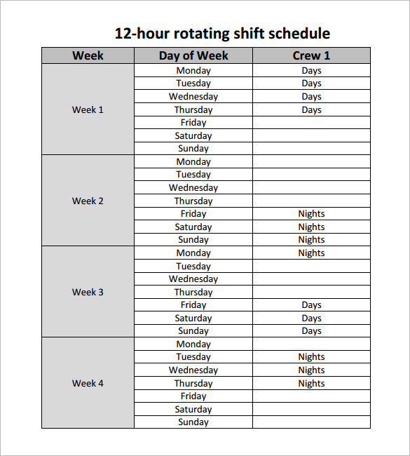 12 Hour Shift Schedule With 7 Days Off printable receipt template