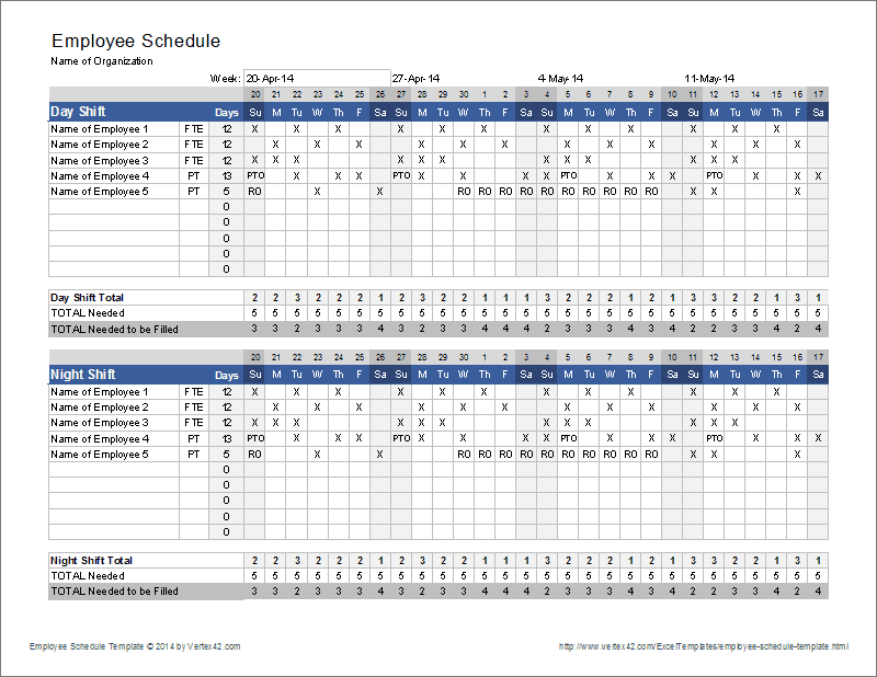 Free Employee Shift Schedule Template for Excel