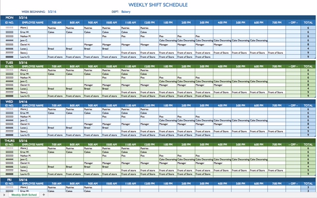 Employee Scheduling Example: 24/7, 8 hr rotating shifts, employees 