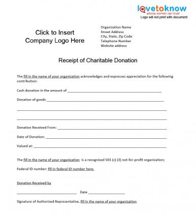 Charitable Donation Receipt Charitable Donation Receipt