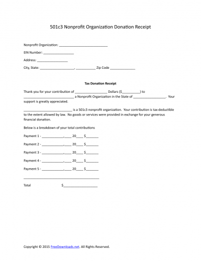 Download 501c3 Donation Receipt Letter for Tax Purposes | PDF 