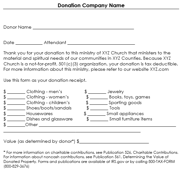 Donation Receipt Template 12 Free Samples in Word and Excel