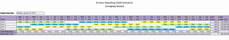 3 Crew shift scheduling | Shiftwork Solutions LLC Shift Schedule 