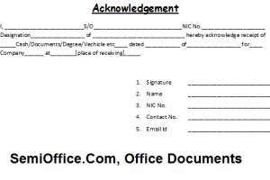 Acknowledgement Receipt Format Free Download