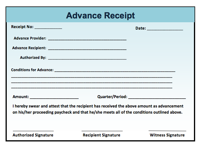 Advance Receipt Template | Microsoft Word Templates