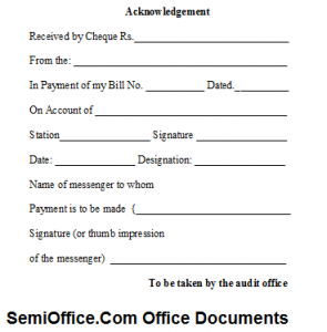 Acknowledgement Receipt Format Free Download