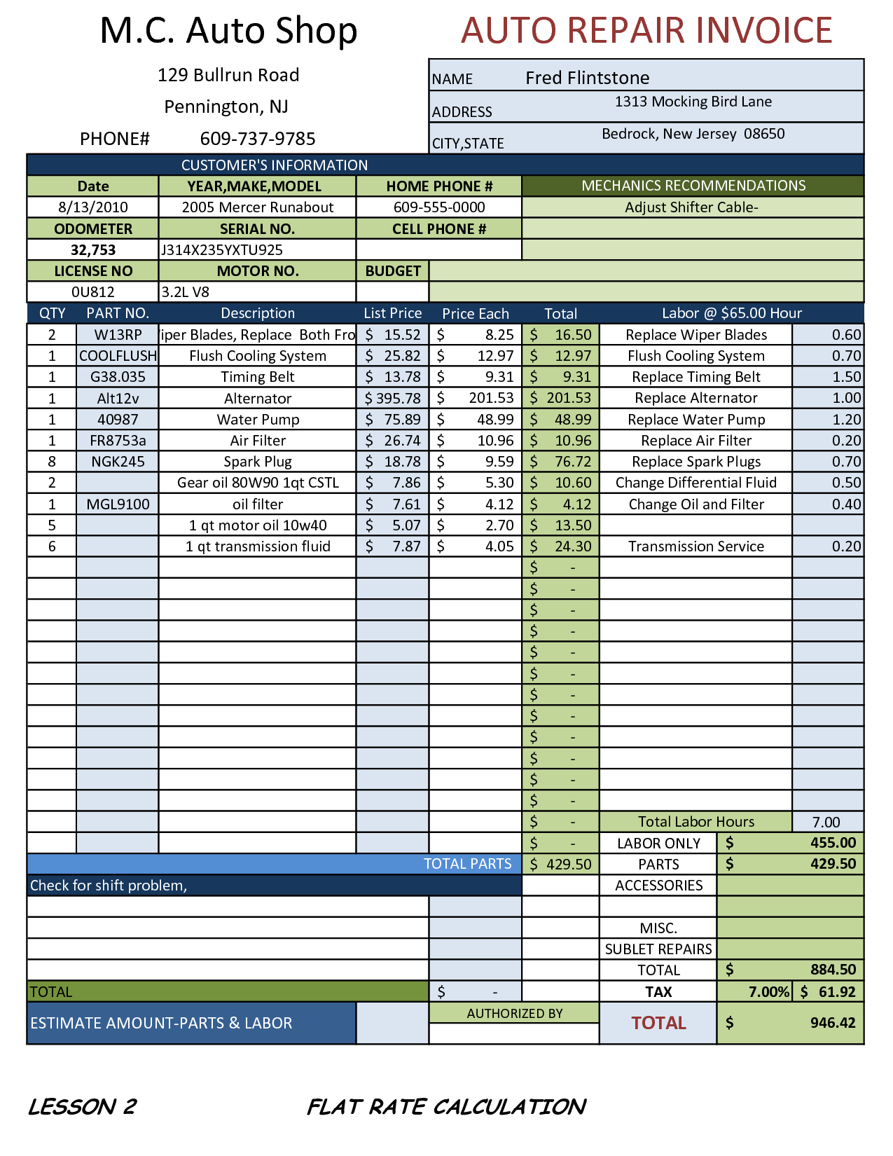 Free Auto (Body) Repair Invoice Template | Excel | PDF | Word (.doc)