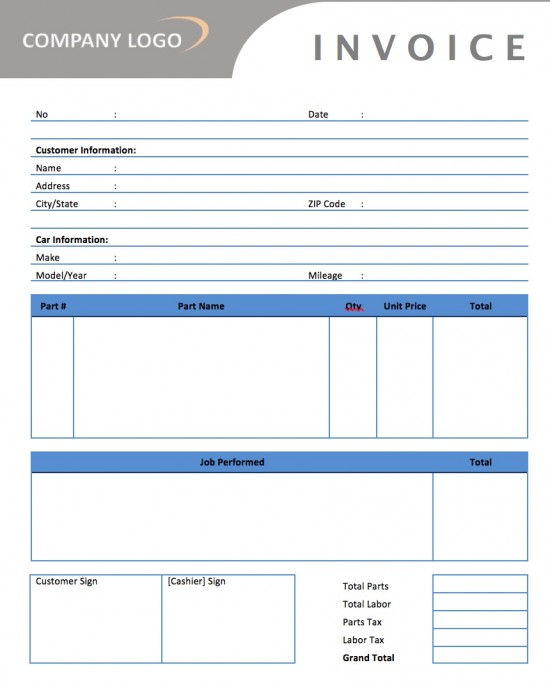 Free Auto (Body) Repair Invoice Template | Excel | PDF | Word (.doc)