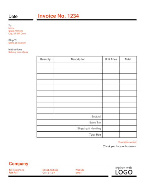 Sample Commercial Receipt Template | Receipt Templates