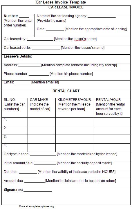 Car Rental Invoice Template | printable invoice template Car Rental Invoice Template | printable invoice template