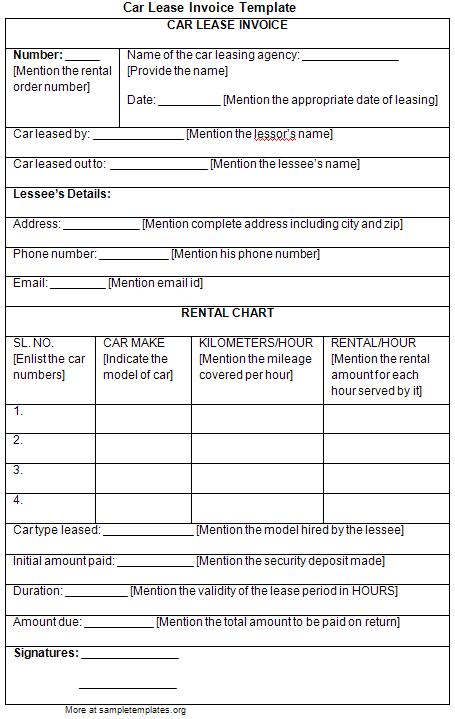 Car Rental Invoice Template | printable invoice template