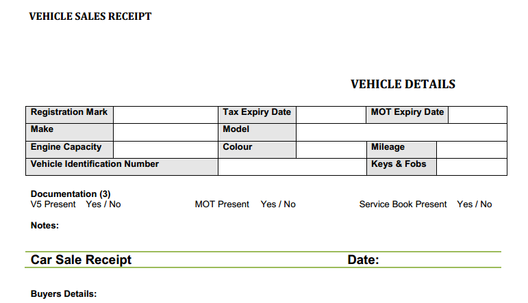 Used Car Sales Receipt Template Free | Flipping Cars