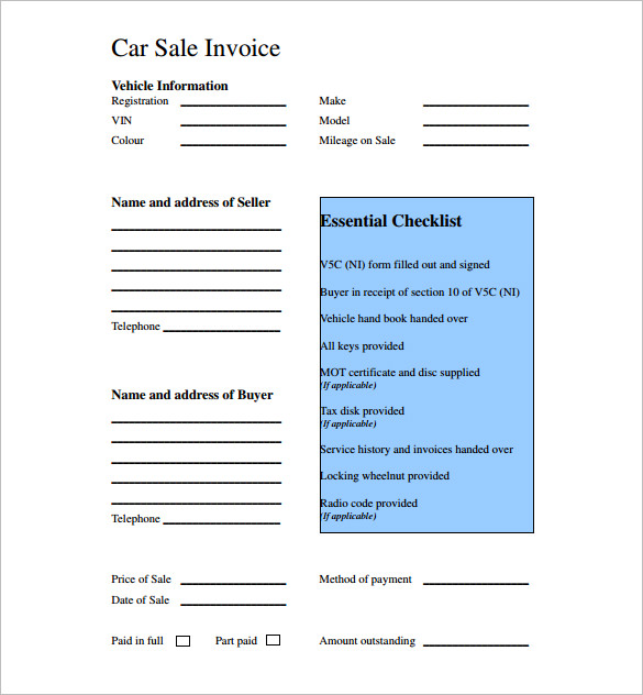 Car Sale Receipt Template 11+ Free Word, Excel, PDF Format 