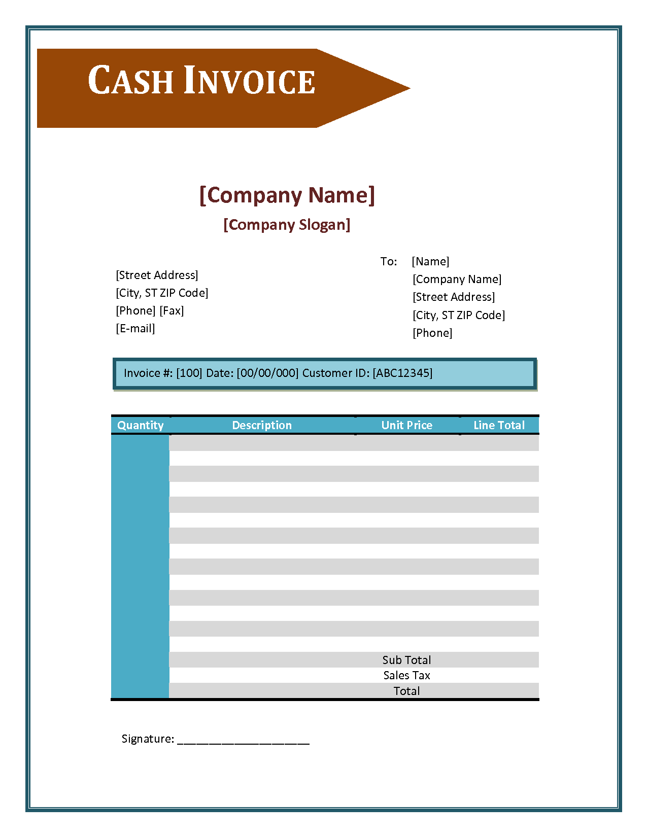 Cash Invoice Template | invoice sample template