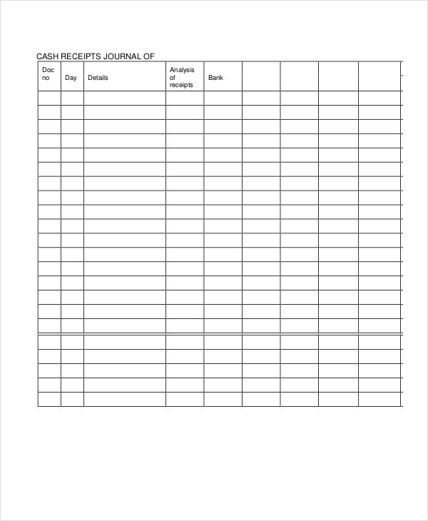 Cash Receipts Journal Template Excel Excel Templates