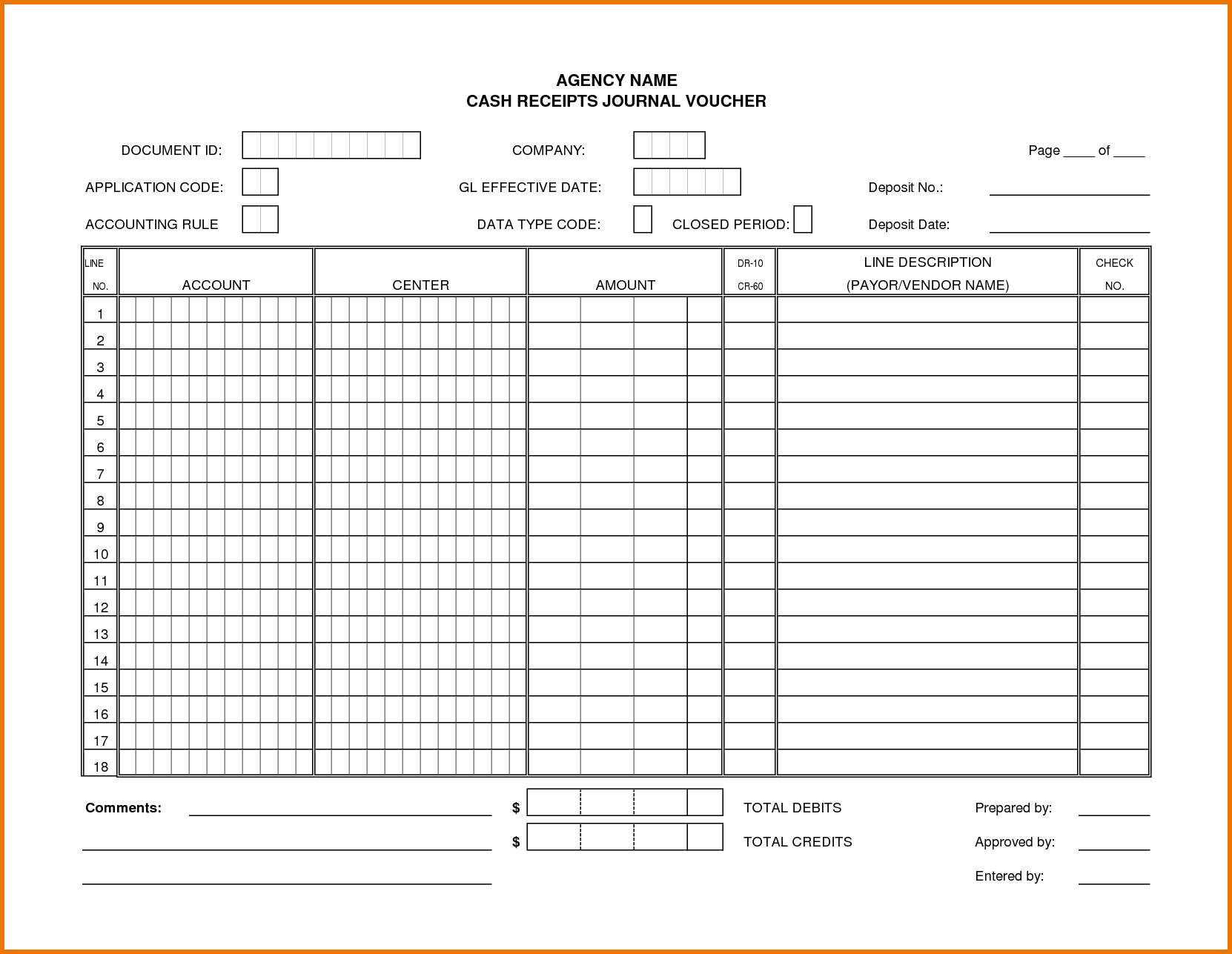 Cash Receipts Journal Template Excel