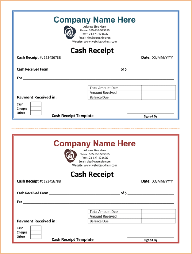 Cash Receipt Template | Free Word Templates