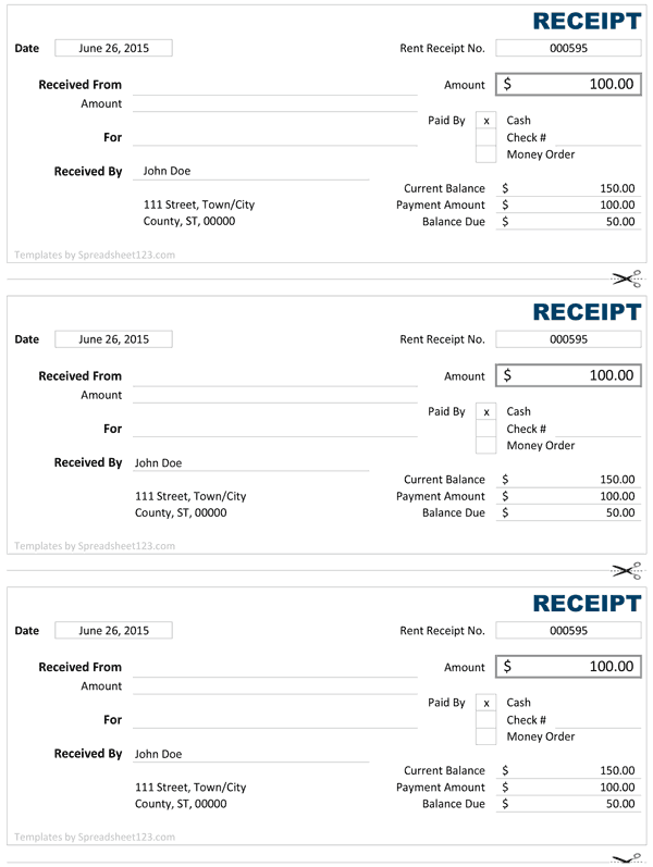 6 Samples of Cash Receipt Template for Excel and Word 6 Samples of Cash Receipt Template for Excel and Word