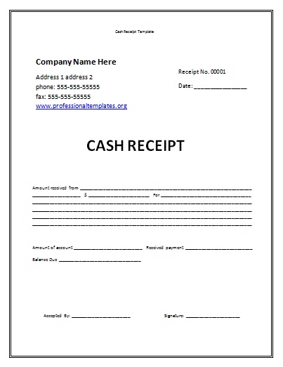 6+ cash receipt template uk Budget Template Letter