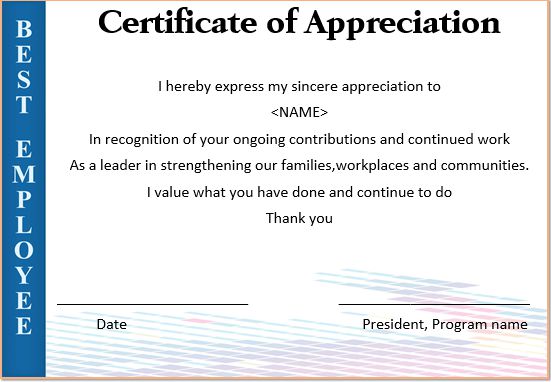 20 Free Certificates Of Appreciation For Employees : Editable 