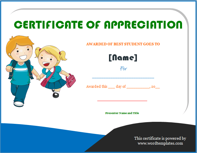 Very Simple Certificate of Appreciation Template Example with 