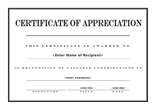 Thank You Certificate Template. Appreciation Certificates 