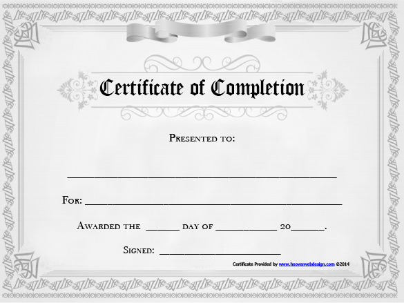 of completion template free download
