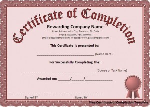 editable training completion certificate template