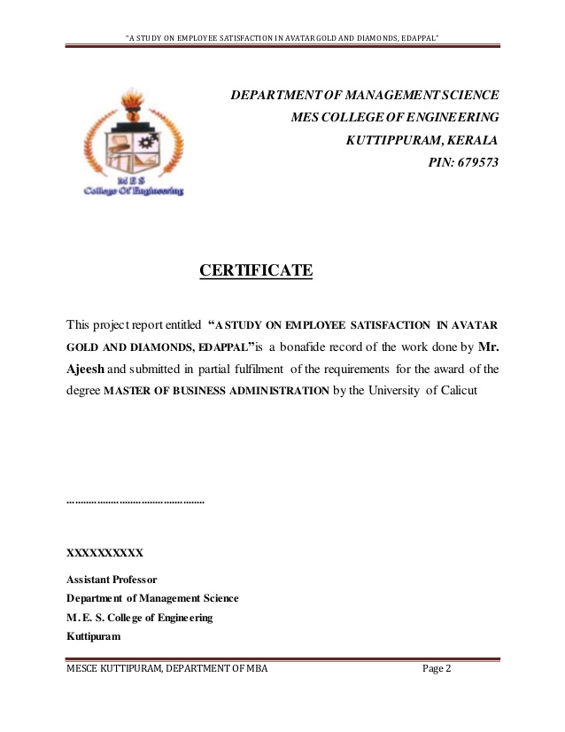 Letter of Certificate