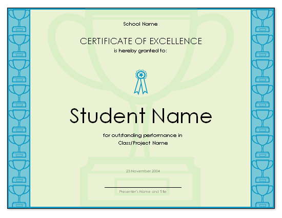 Certificate of excellence for student Office Templates Certificate of excellence for student Office Templates
