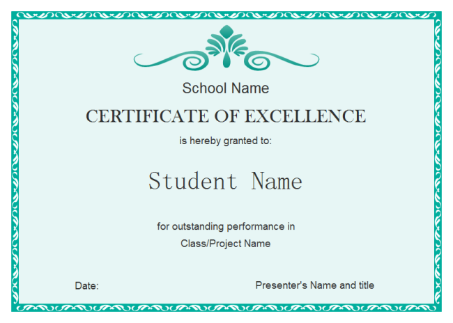 Student Excellent Certificate | Free Student Excellent Certificate 