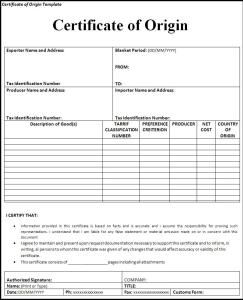 free Certificate of Origin Template | Free Word Templates