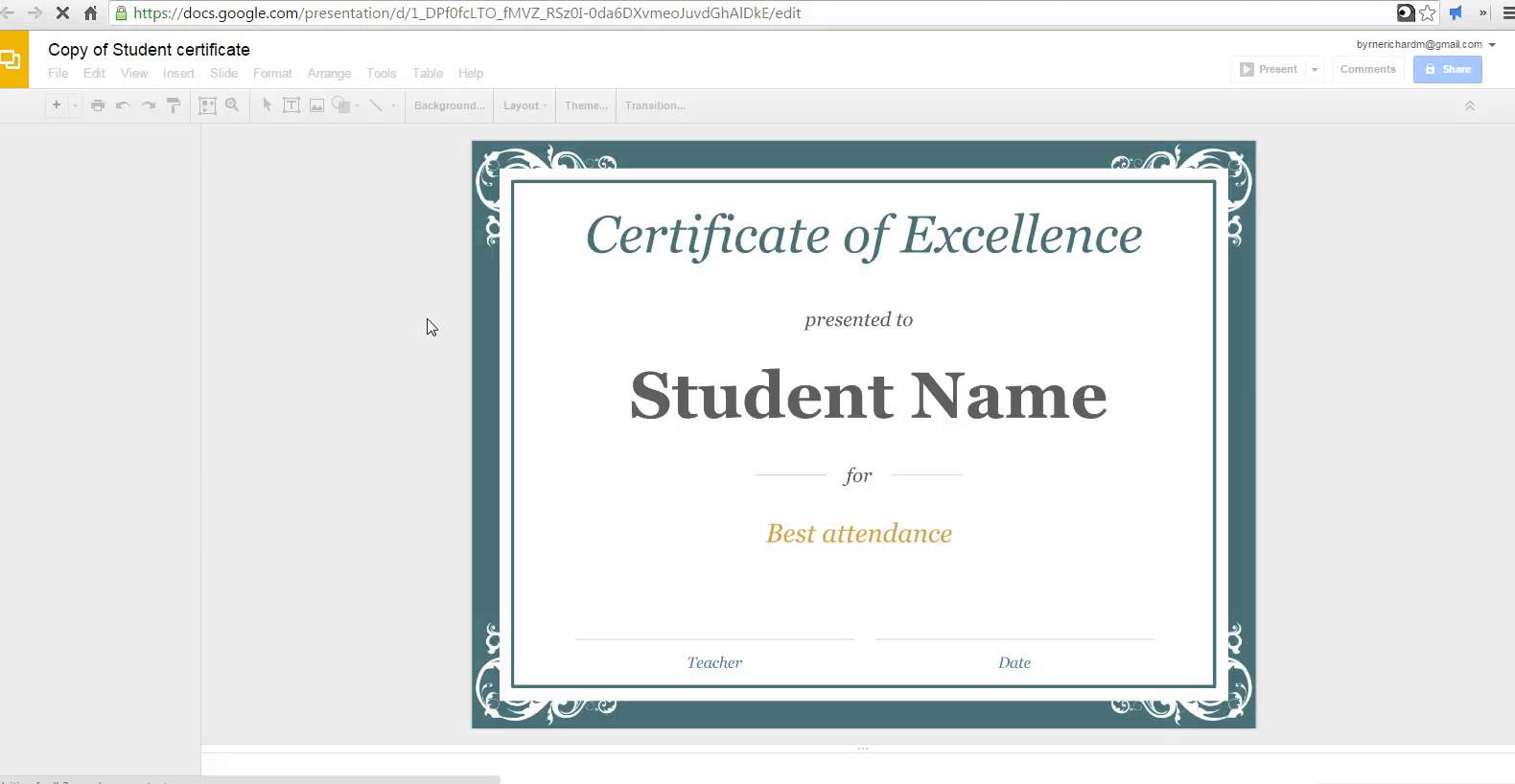 How to create a certificate in Google Slides YouTube