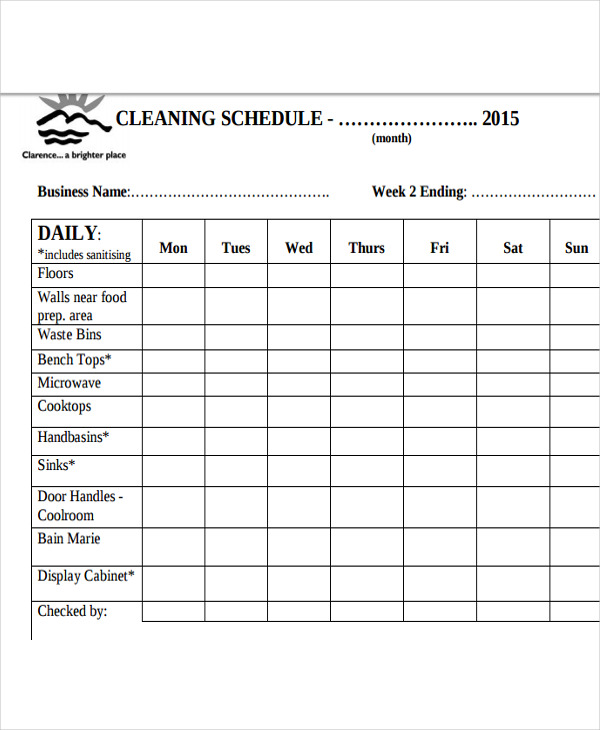 Kitchen Cleaning Schedule Template 18 Free Word, PDF Documents 