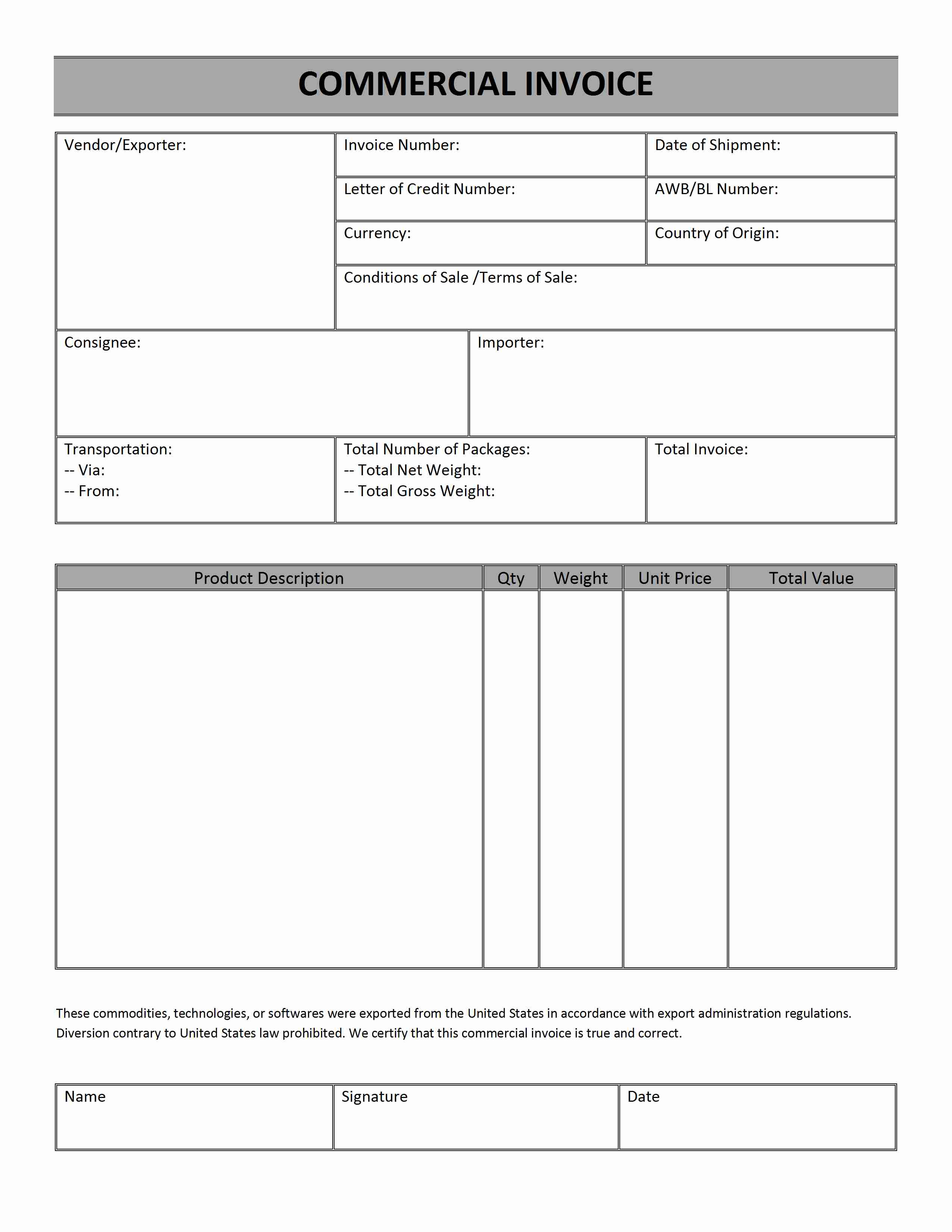 11+ Commercial Invoice Templates | invoice | Pinterest 