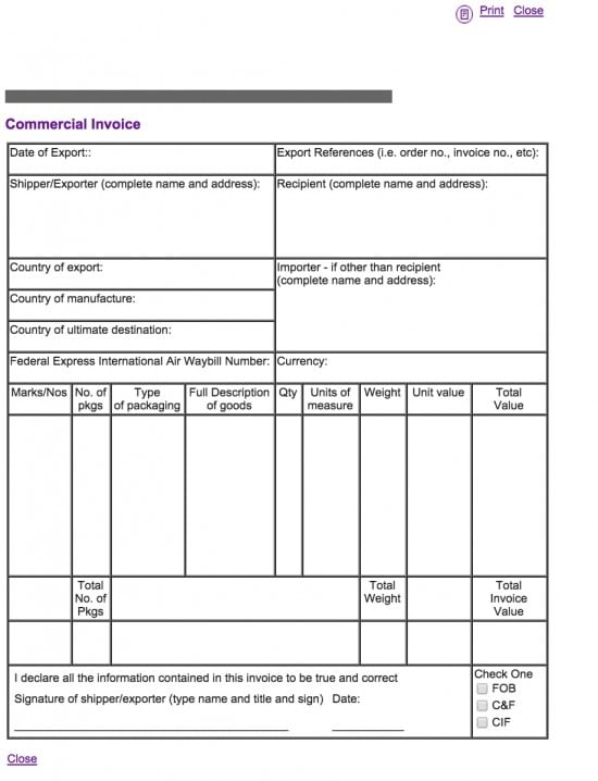 Commercial Invoice Template | eknom jo