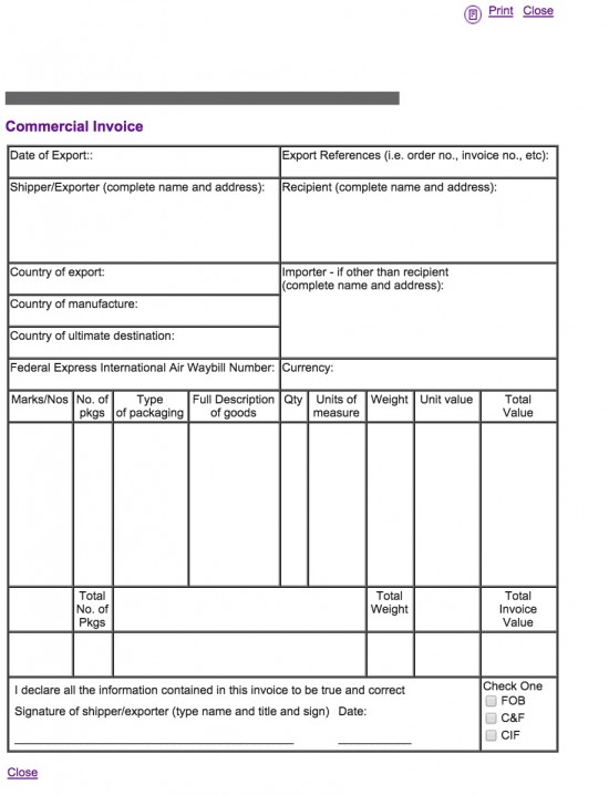 Free FedEx Commercial Invoice Template | Excel | PDF | Word (.doc) Free FedEx Commercial Invoice Template | Excel | PDF | Word (.doc)