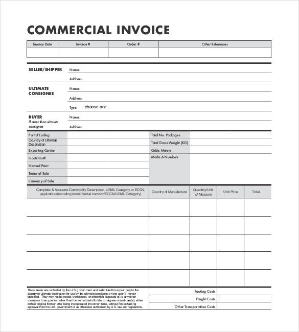 Commercial Invoice Template | invoice example Commercial Invoice Template | invoice example