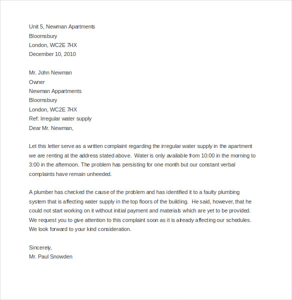 12+ Complaint Letter to Landlord – Free Sample, Example, Format 12+ Complaint Letter to Landlord – Free Sample, Example, Format