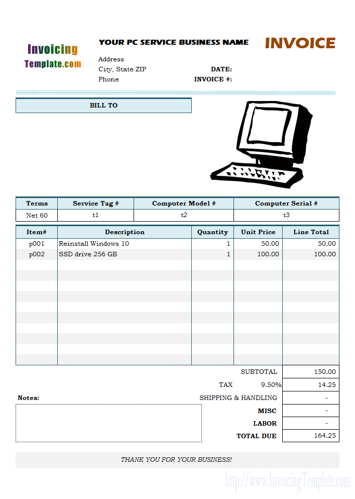 How to Make a Computer Repair Invoice | Excel | Word | PDF YouTube