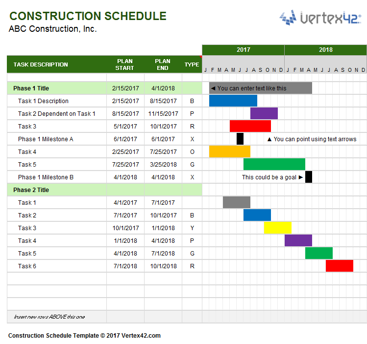 Construction Schedule Template Construction Schedule Template