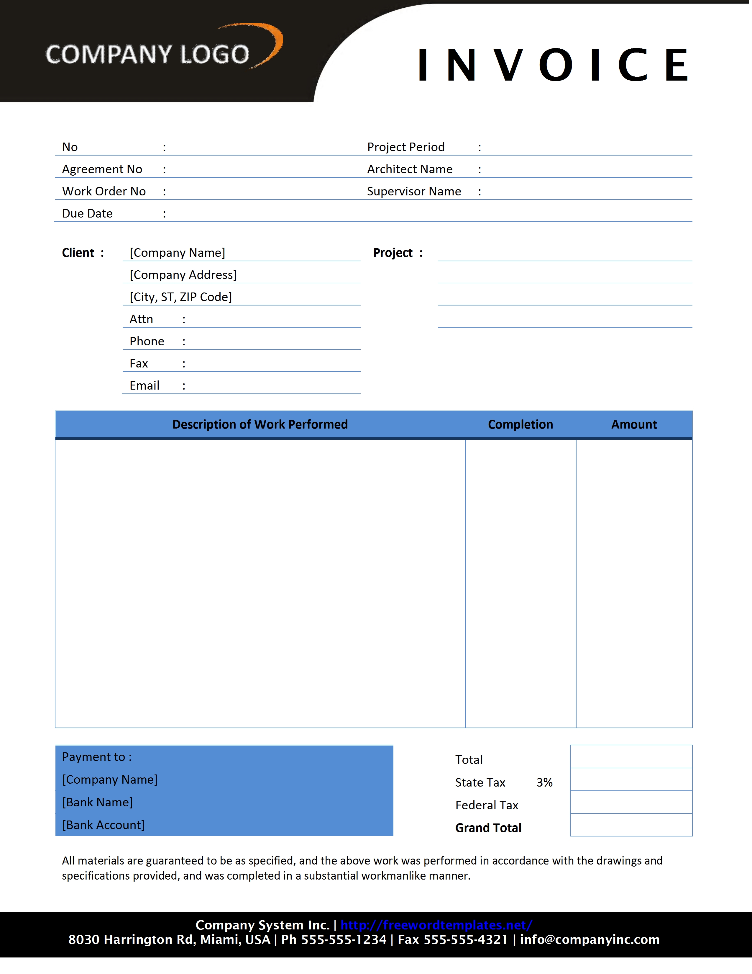 Contractor Invoice Template Free Microsoft Word Templates Resume 