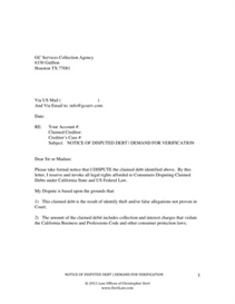 Letter to Traffic Ticket Collection Agency | Other Files 