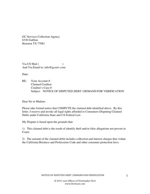 Dispute Letter to Traffic Ticket Collection Agency | Other Files 