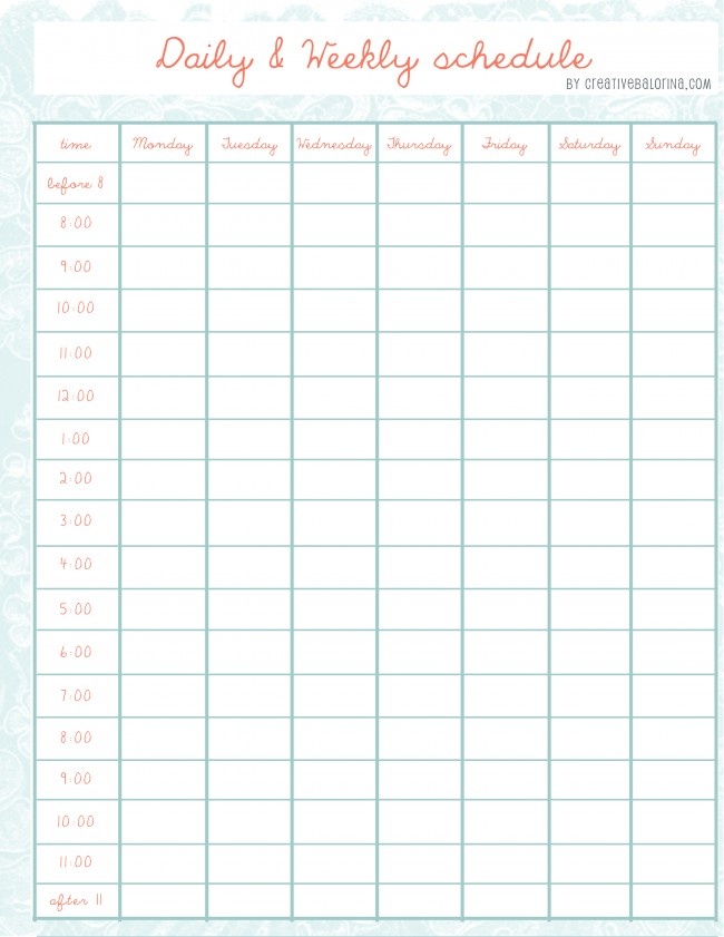 Cute Class Schedule Maker Printable Receipt Template