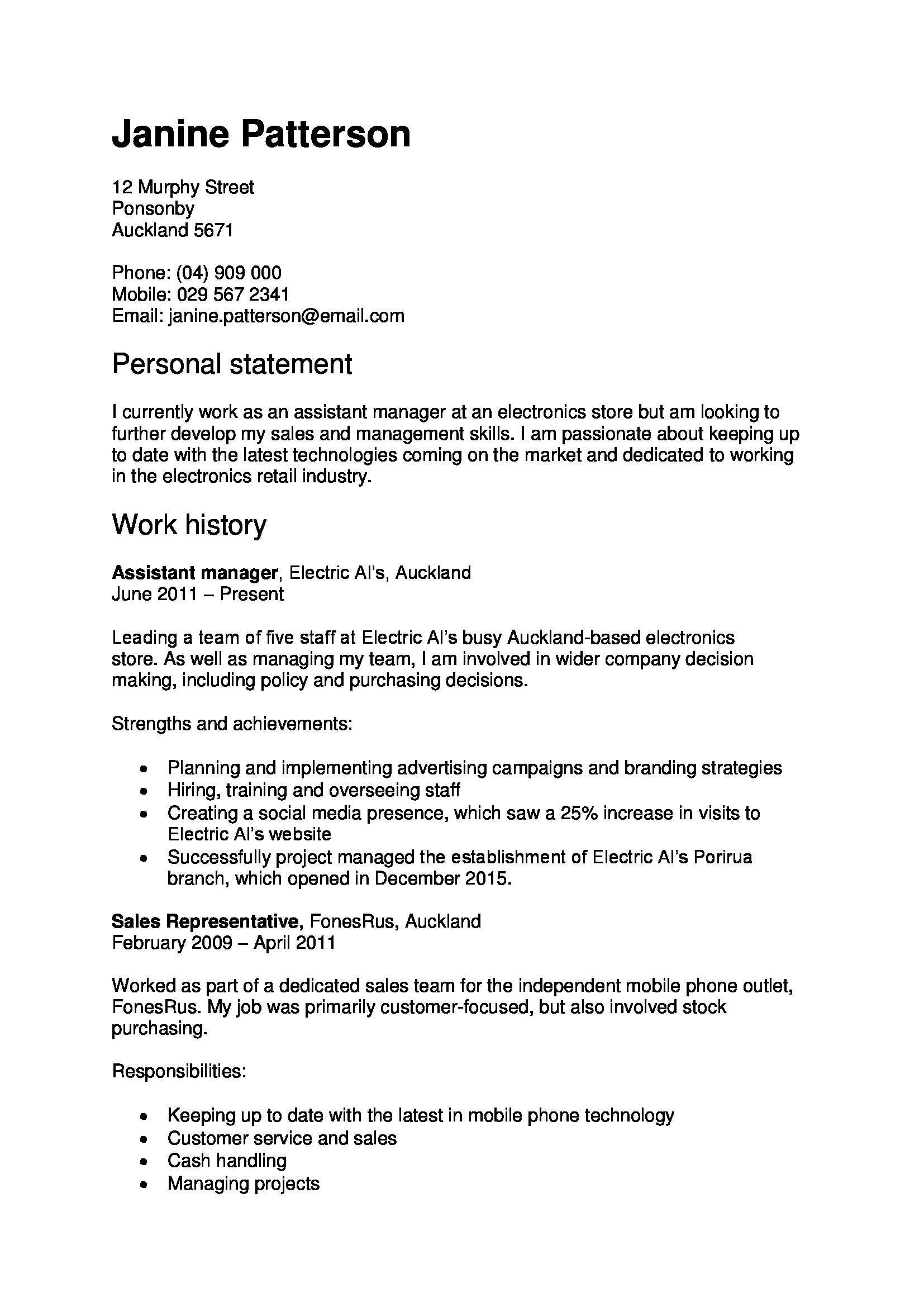 Resume Template Nz | free excel templates Resume Template Nz | free excel templates
