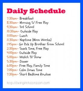Daily Schedule | Domesticity at its finest! Daily Schedule | Domesticity at its finest!