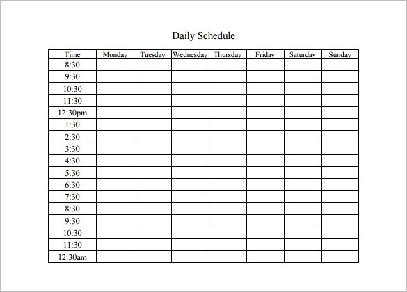 11+ Daily schedule templates Word Excel PDF Formats 11+ Daily schedule templates Word Excel PDF Formats